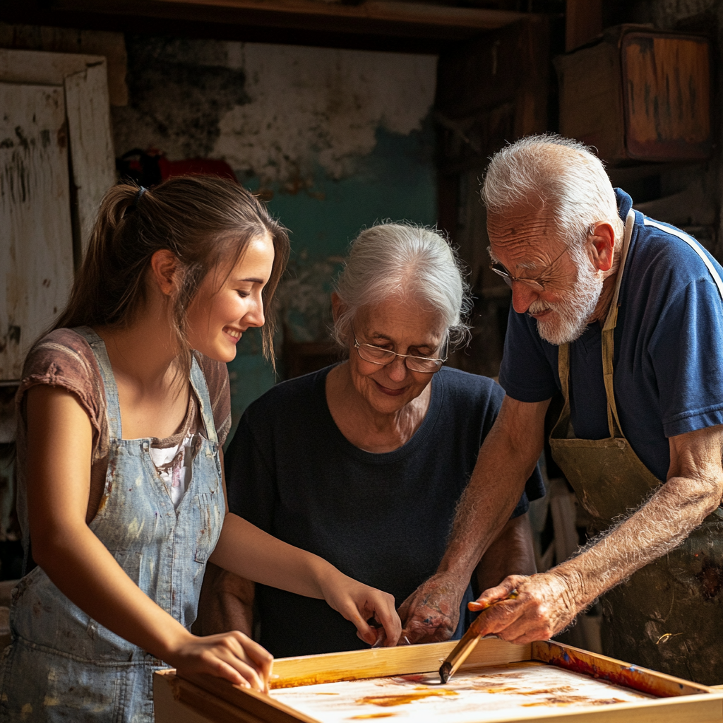 A family painting together | Source: Midjourney