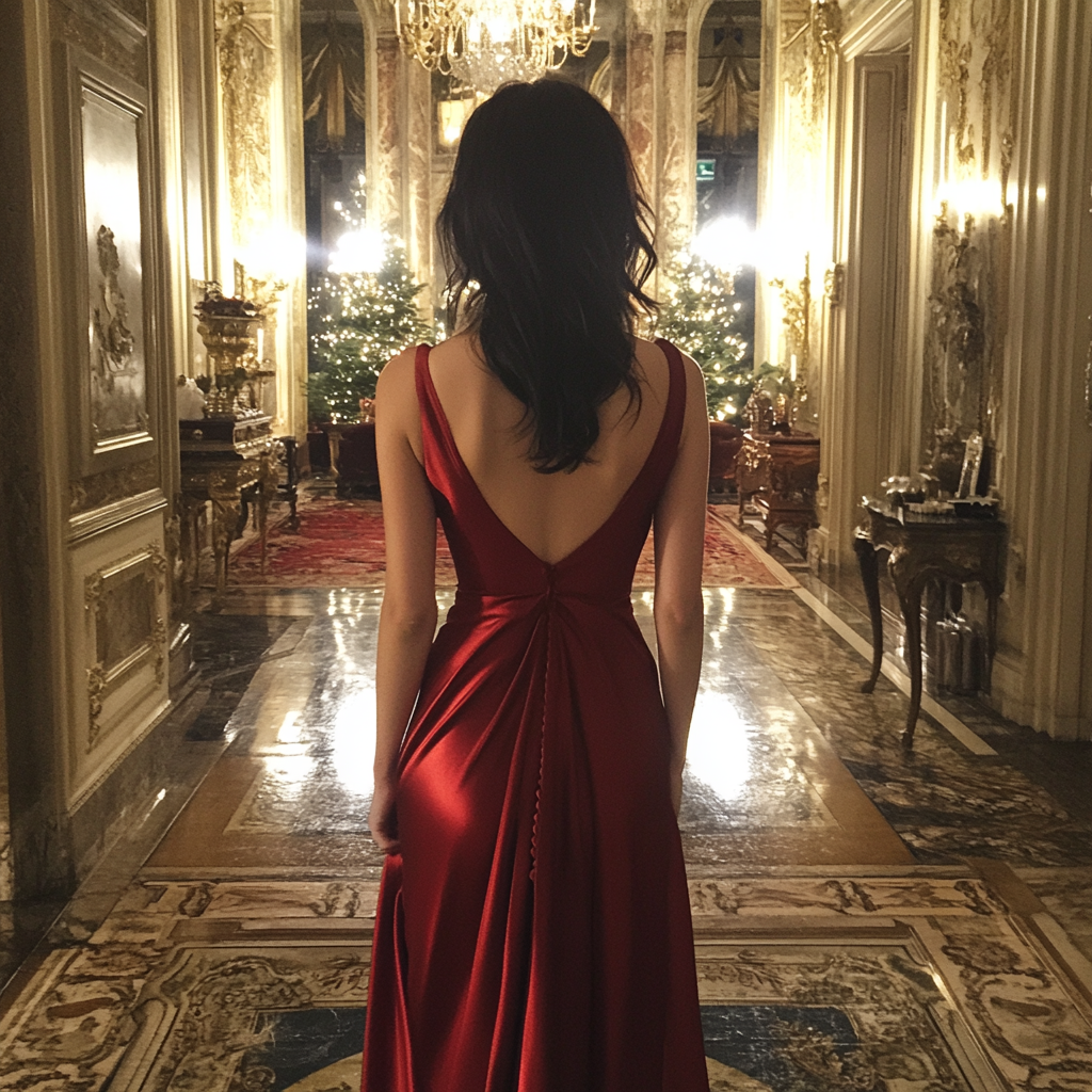 A woman wearing a red dress | Source: Midjourney