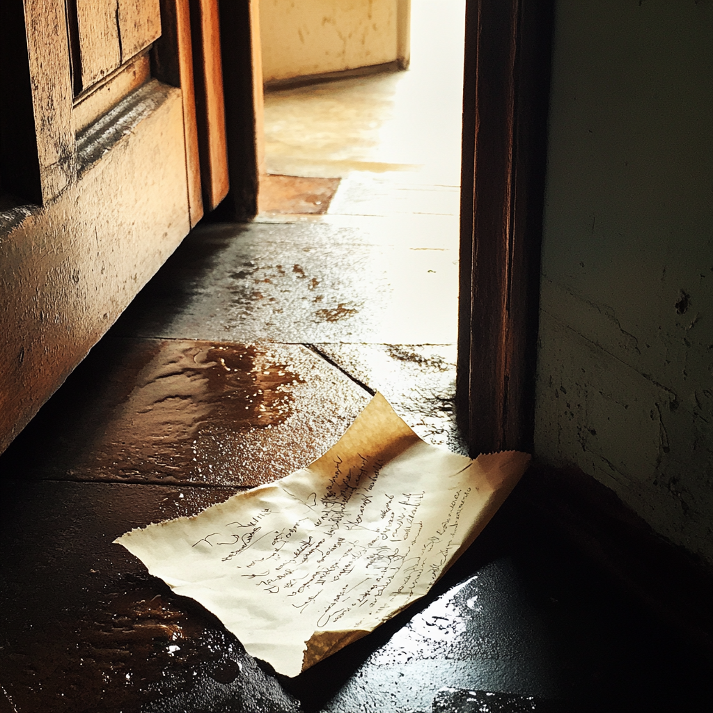 A piece of paper on the floor | Source: Midjourney