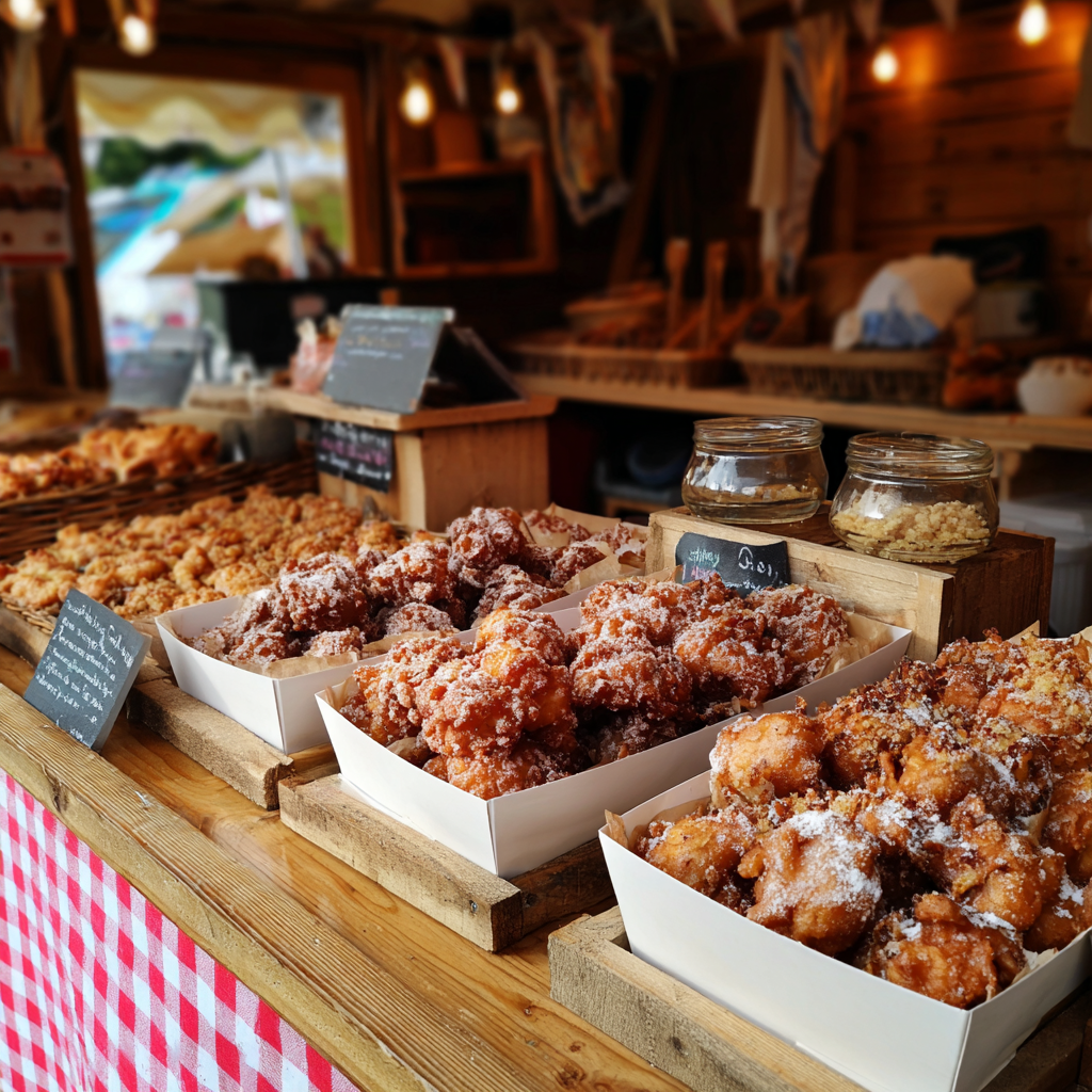 An apple fritter stall at a fair | Source: Midjourney
