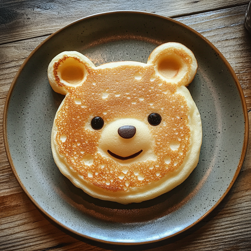 A bear-shaped pancake on a plate | Source: Midjourney