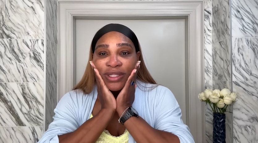 Serena Williams doing her skincare routine from a video dated April 24, 2024. | Source: YouTube/Vogue