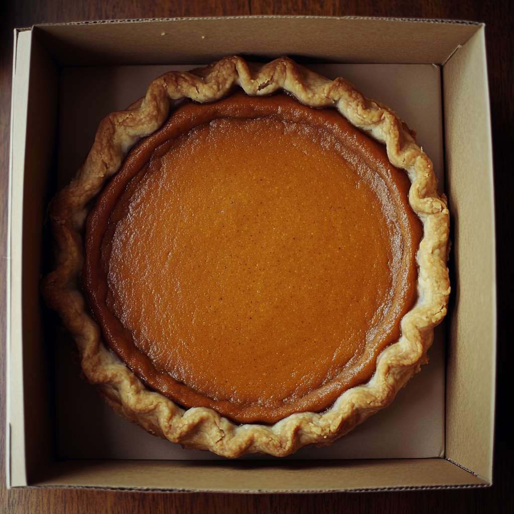 A pumpkin pie in a box | Source: Midjourney