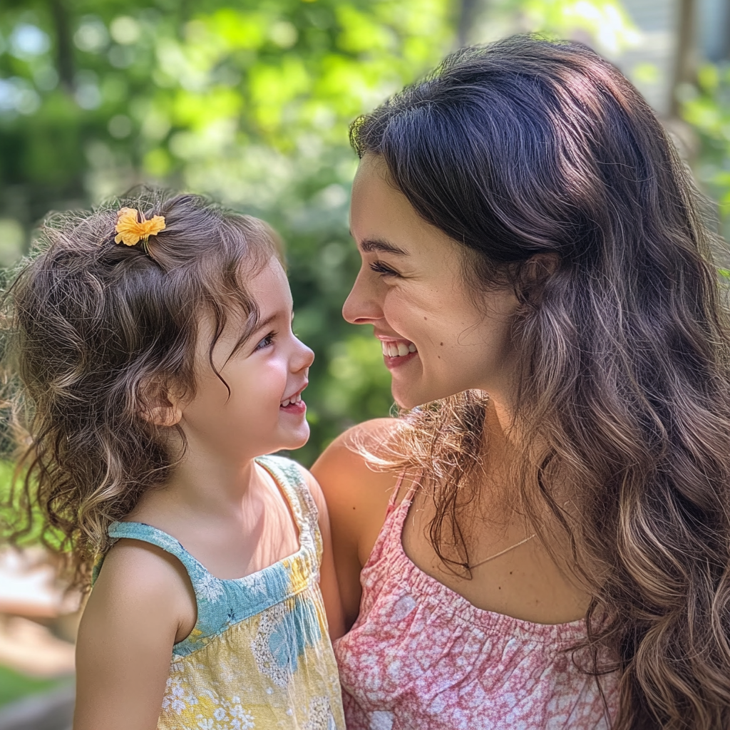 A smiling woman talking to her daughter | Source: Midjourney