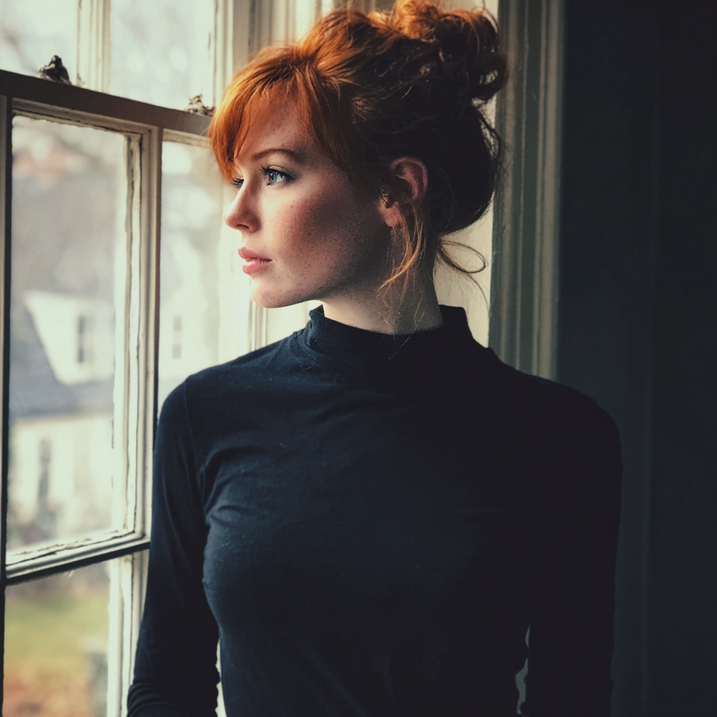 A woman looking out a window | Source: Midjourney