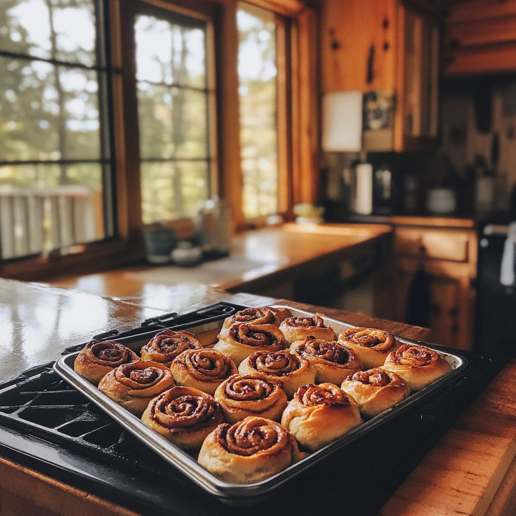 Un plateau de brioches à la cannelle | Source : Midjourney