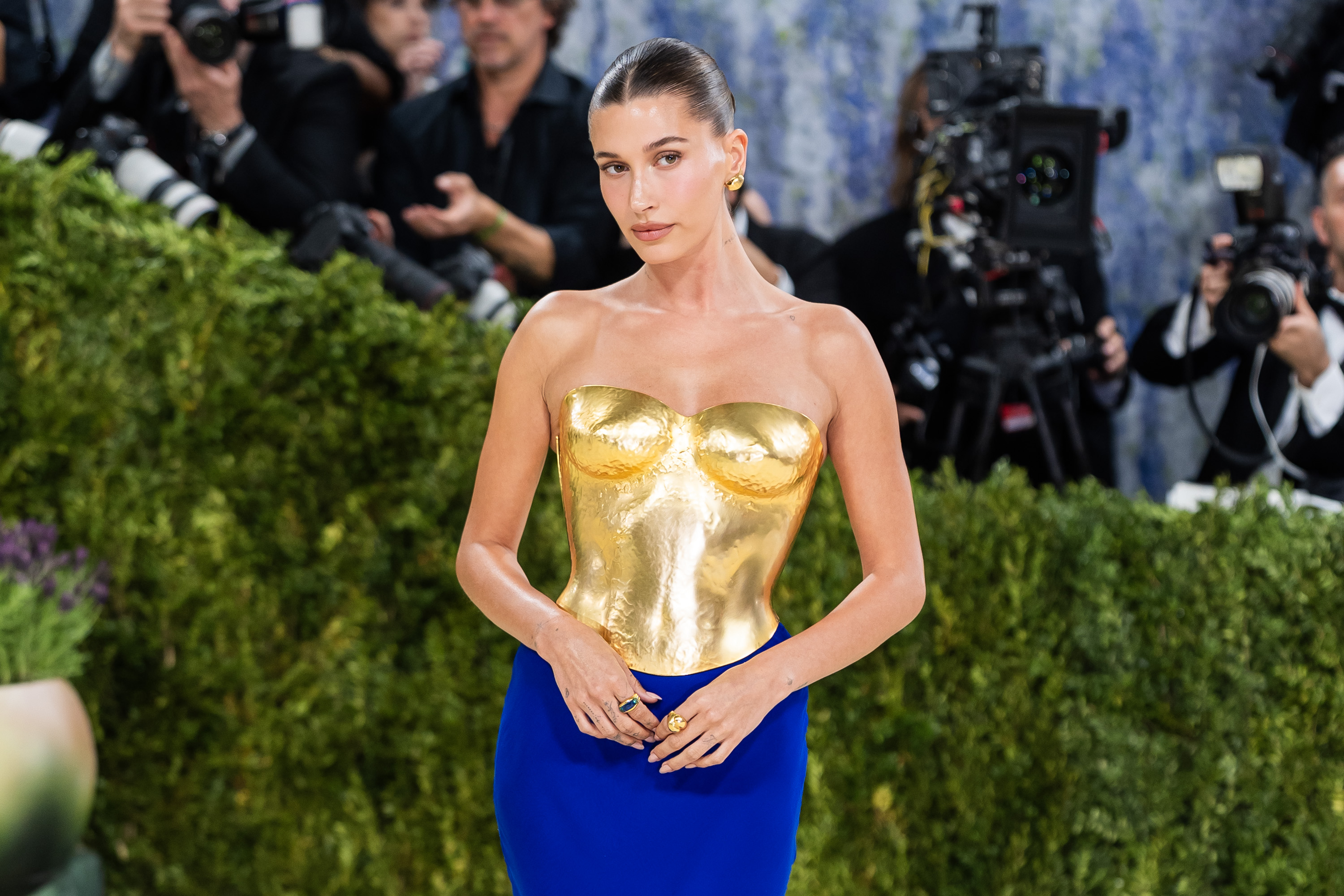 Hailey Bieber attends the 2026 Met Gala Celebrating "Costume Art" at Metropolitan Museum of Art on May 4, 2026 in New York City. | Source: Getty Images