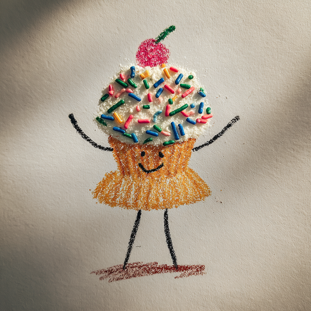 A child's drawing of a cupcake | Source: Midjourney