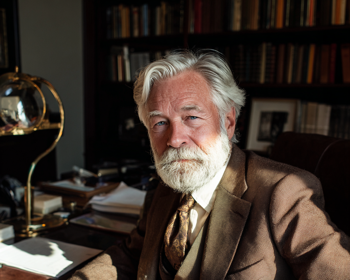 An elderly man sitting in his office | Source: Midjourney