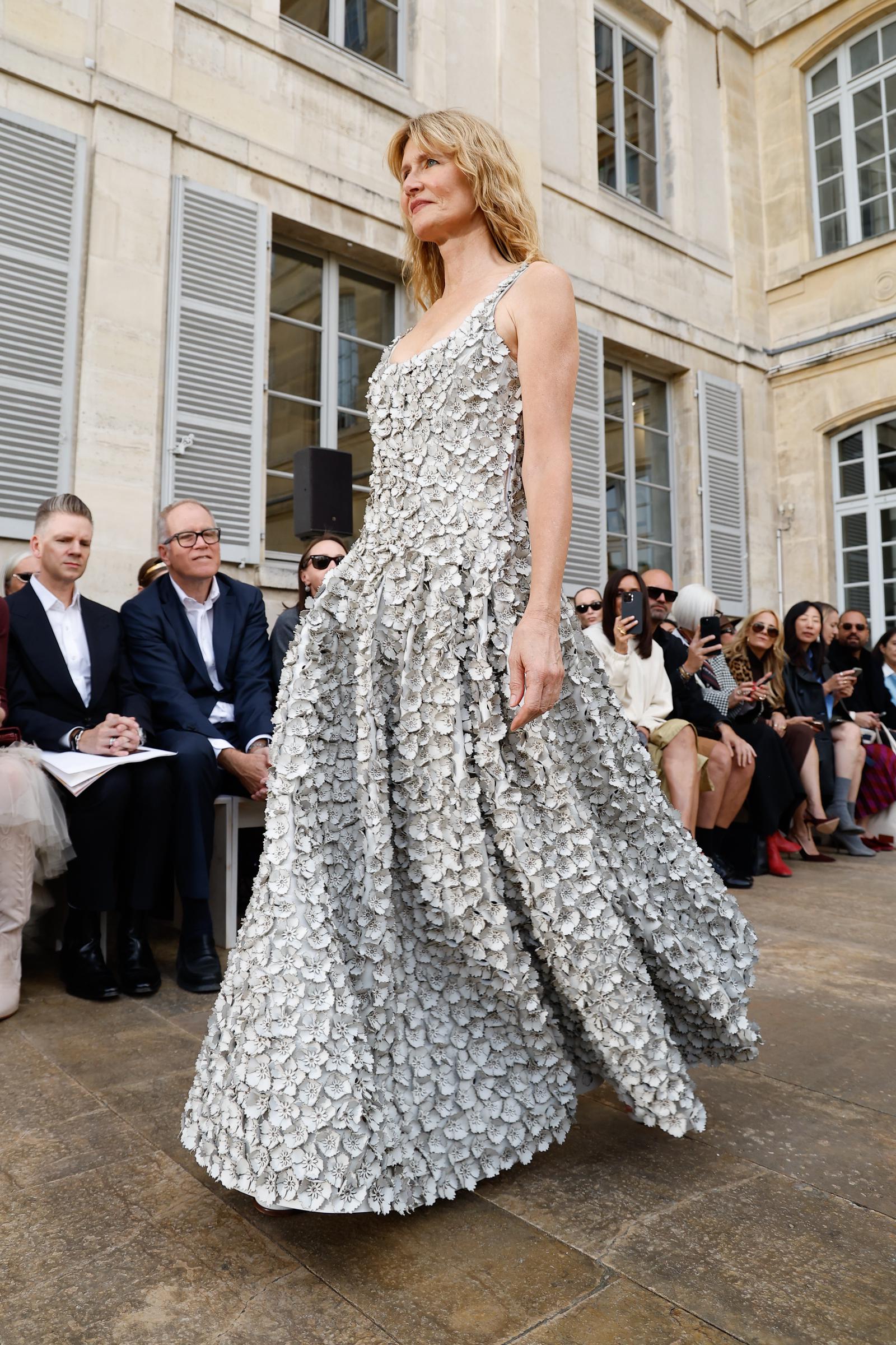 Laura Dern on the runway at the Gabriela Hearst fashion show as part of Spring/Summer 2026 Paris Fashion Week on October 01, 2025 in Paris, France. | Source: Getty Images