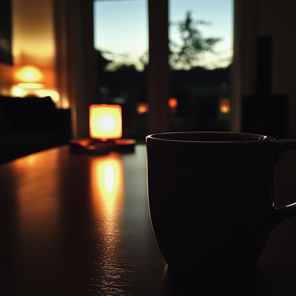 A mug on a coffee table | Source: Midjourney