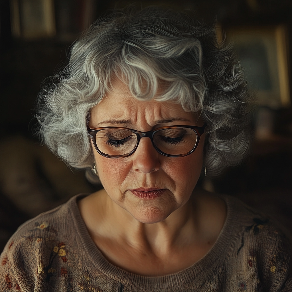 An older woman overwhelmed with emotions | Source: Midjourney