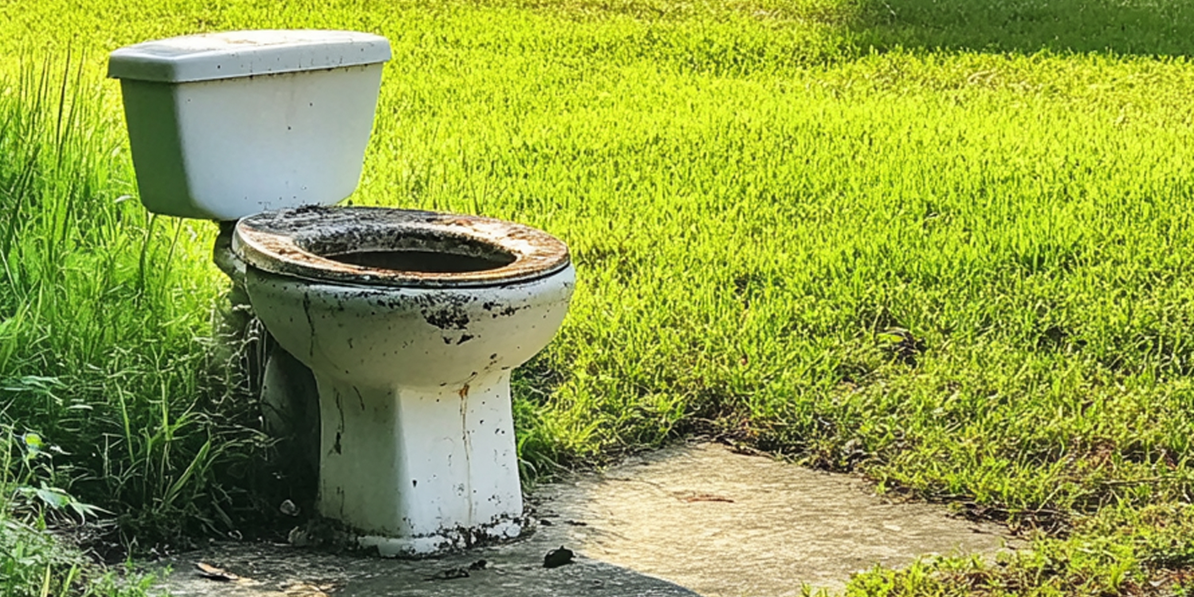 A dirty, old toilet installed on the lawn | Source: AmoMama