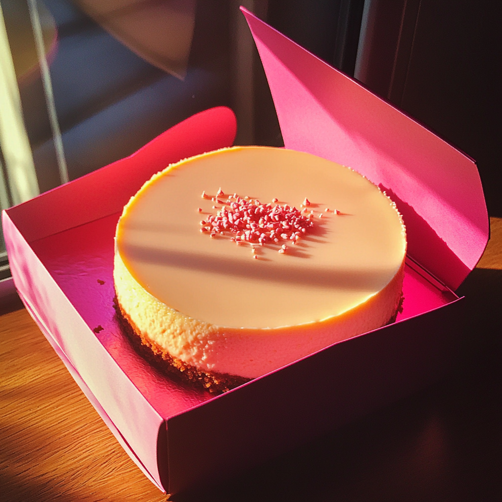 A cheesecake in a box | Source: Midjourney