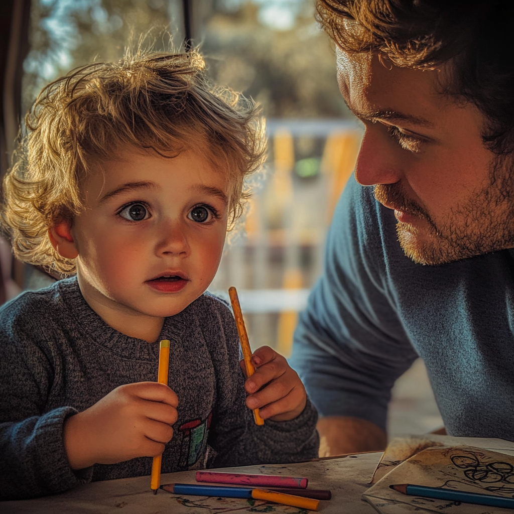 Man looking at his son | Source: Midjourney