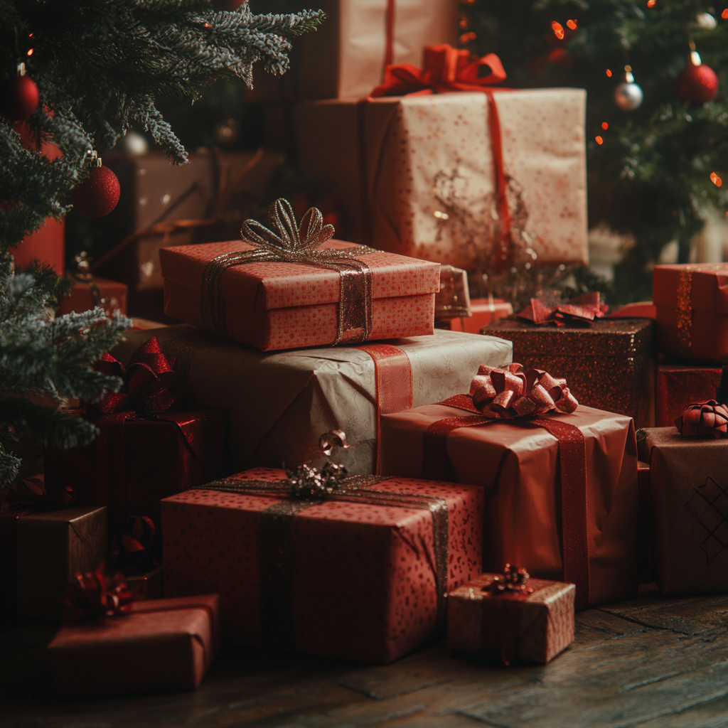 A pile of Christmas presents | Source: Midjourney