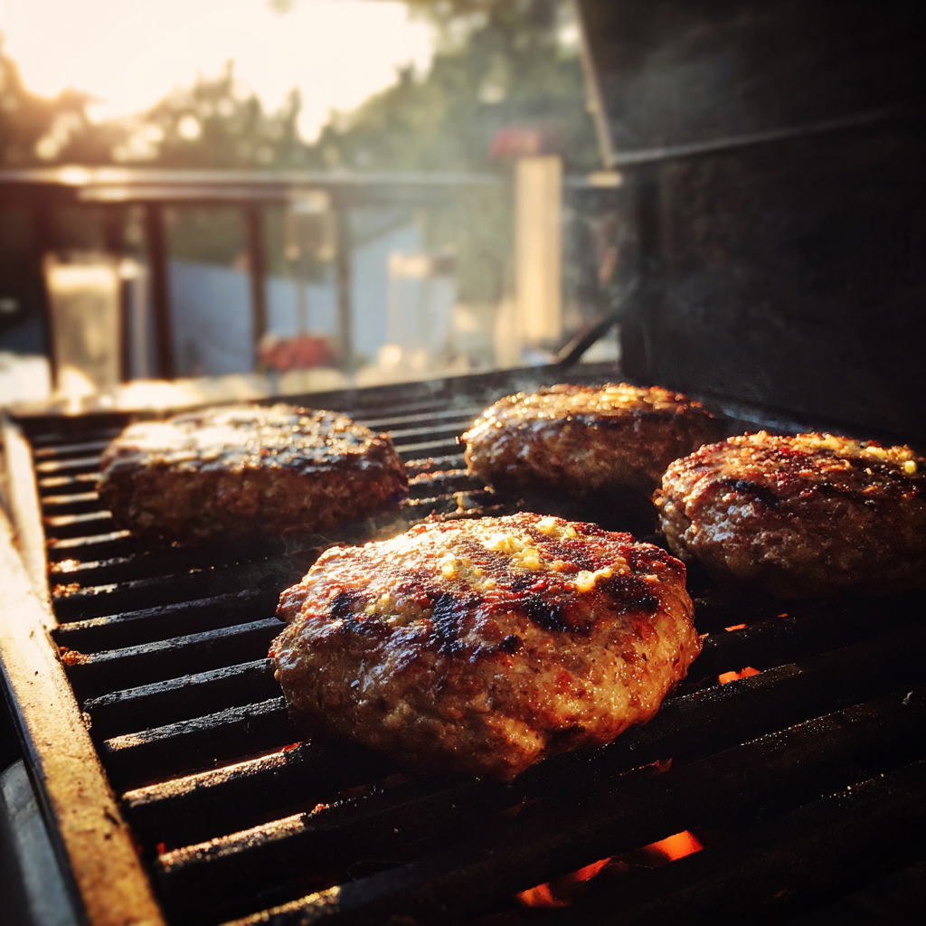 Burgers on a grill | Source: Midjourney
