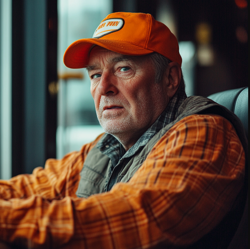 A trucker seated in a fast-food restaurant | Source: Midjourney