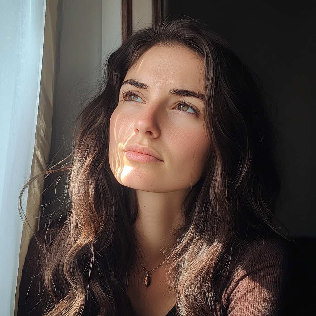 A woman sitting by a window | Source: Midjourney