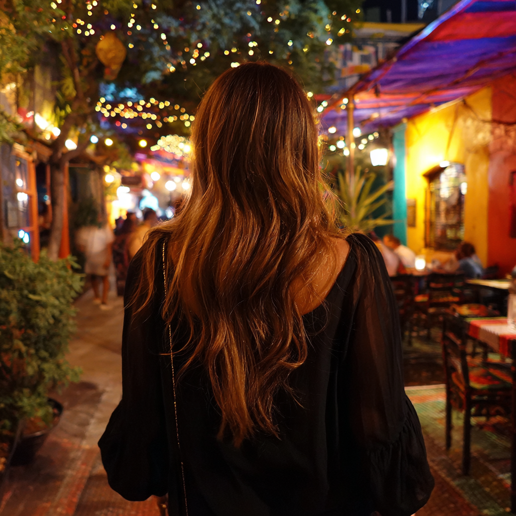 A woman walking out of a restaurant | Source: Midjourney