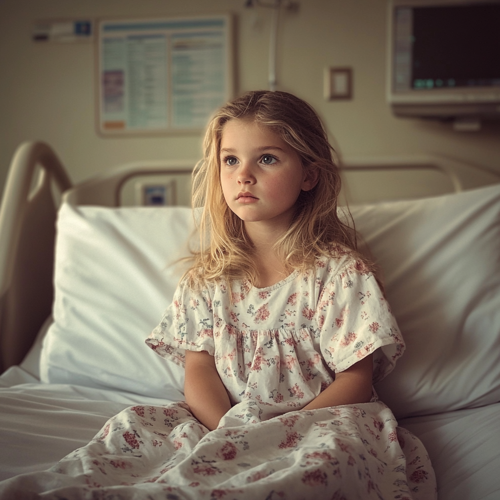 Visually impaired young girl on a hospital bed | Source: Midjourney