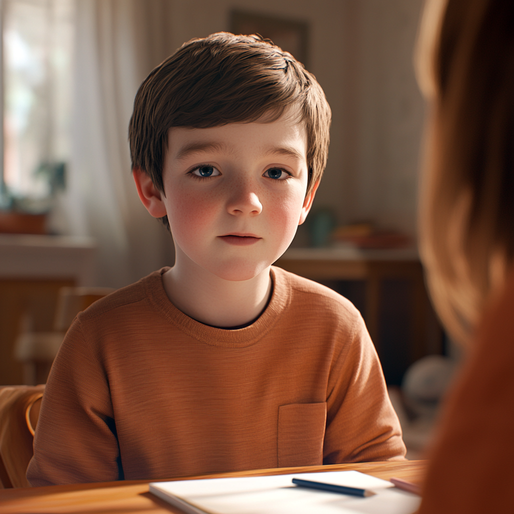 A boy talking to his mother | Source: Midjourney