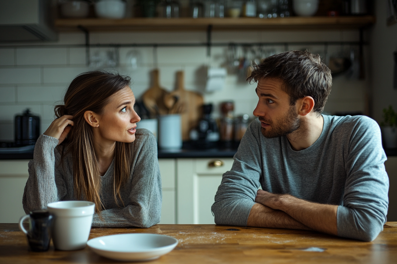 Une femme parle à son mari | Source : Midjourney