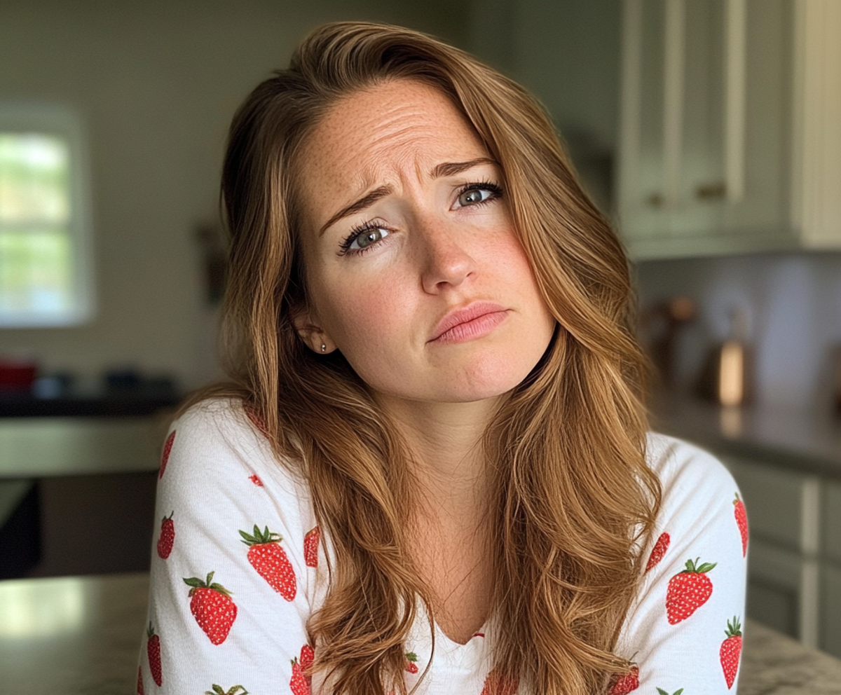 An upset woman standing in a kitchen | Source: Midjourney
