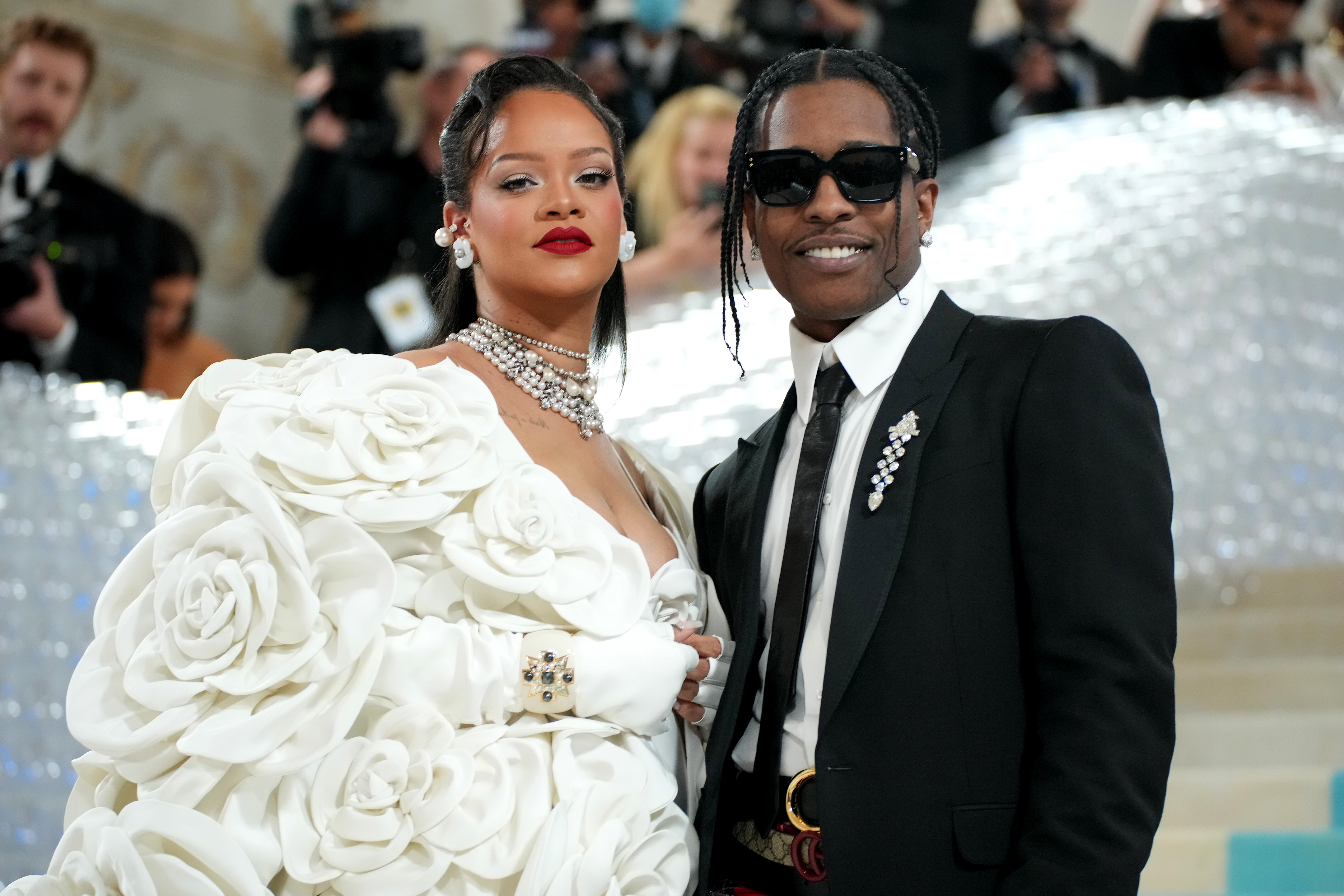 Rihanna and A$AP Rocky attend the 2023 Met Gala Celebrating "Karl Lagerfeld: A Line Of Beauty" at Metropolitan Museum of Art on May 01, 2023 in New York City. | Source: Getty Images