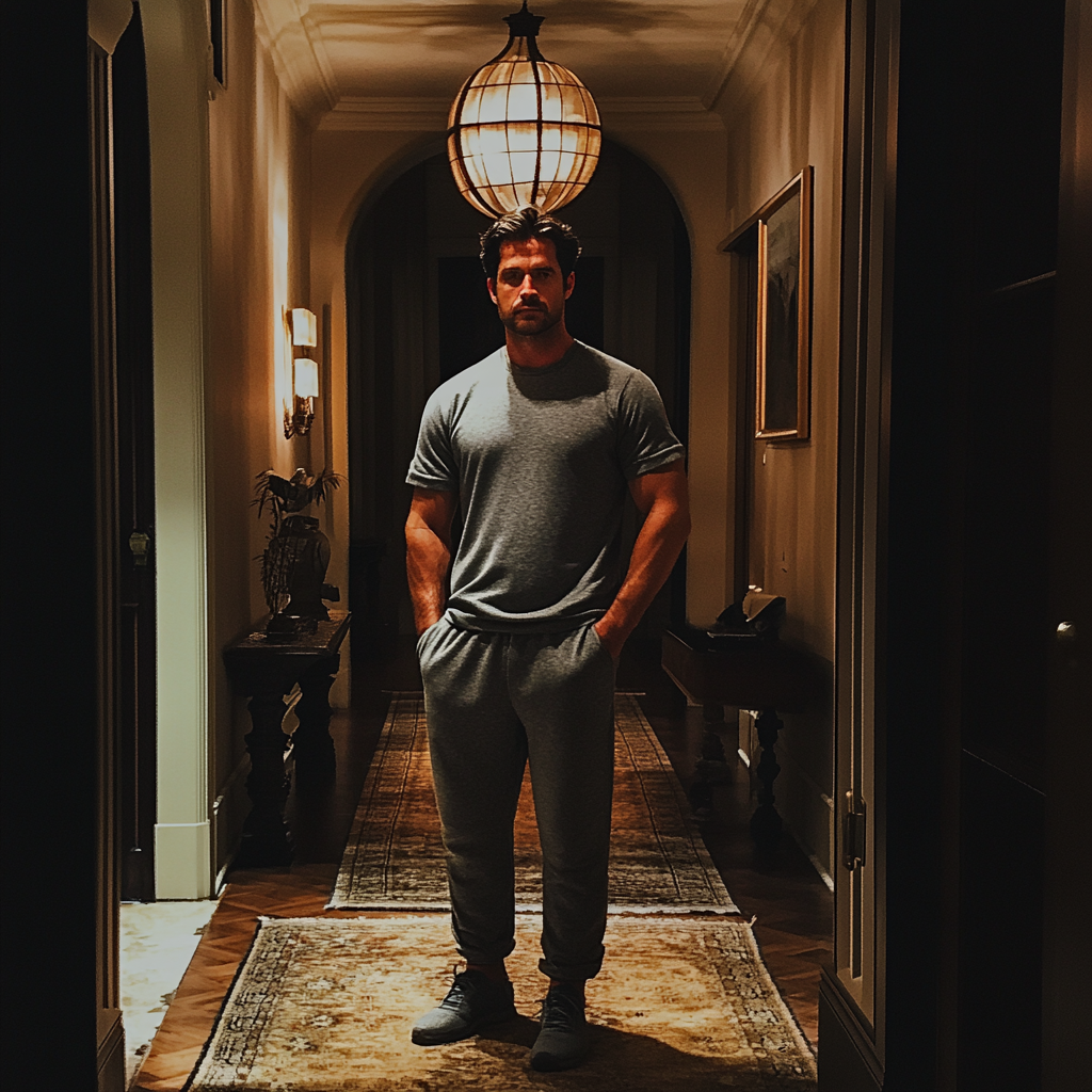 A man standing in a hallway | Source: Midjourney