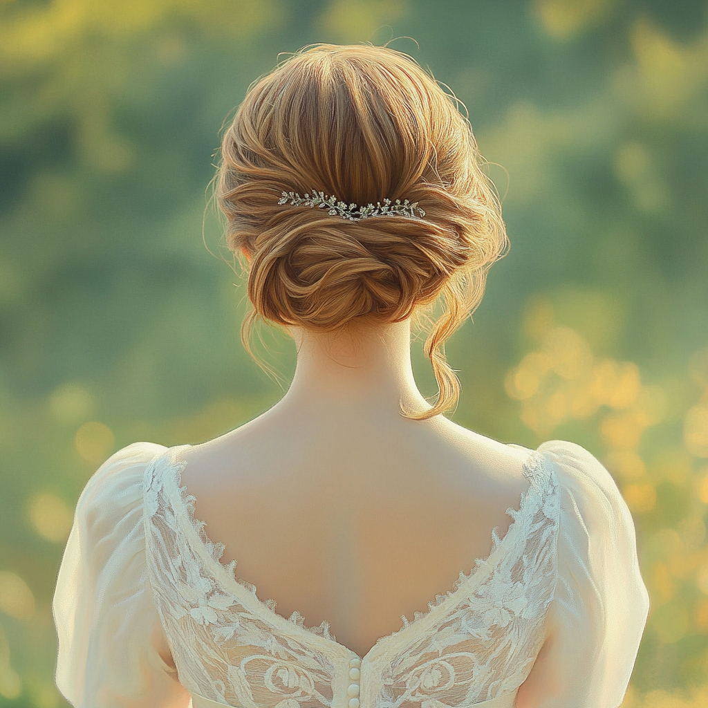 A woman in a white gown | Source: Midjourney