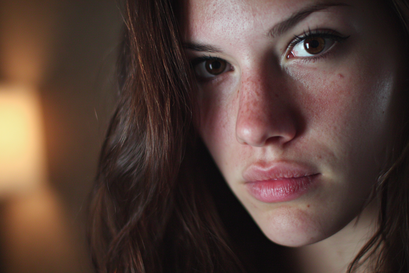 A close-up shot of a woman's face | Source: Midjourney