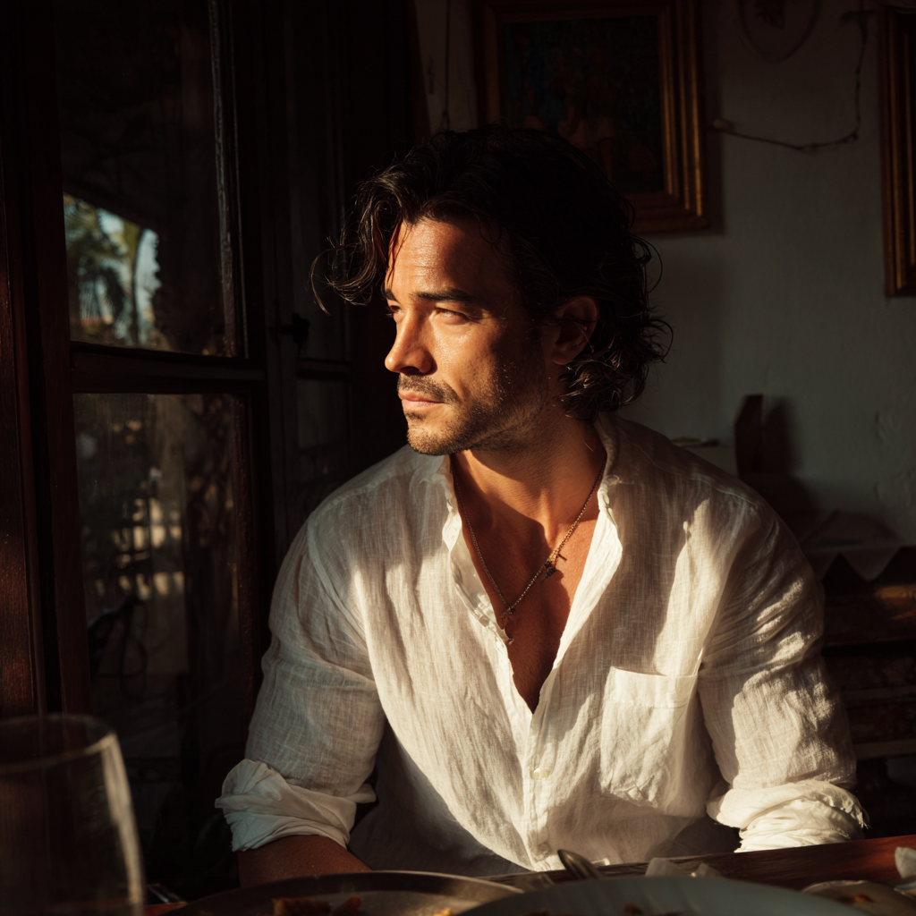 A pensive man sitting at a table | Source: Midjourney