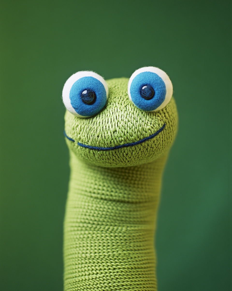 A green sock puppet | Source: Midjourney