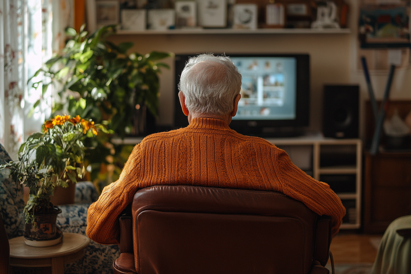 Senior man watching TV | Source: Midjourney