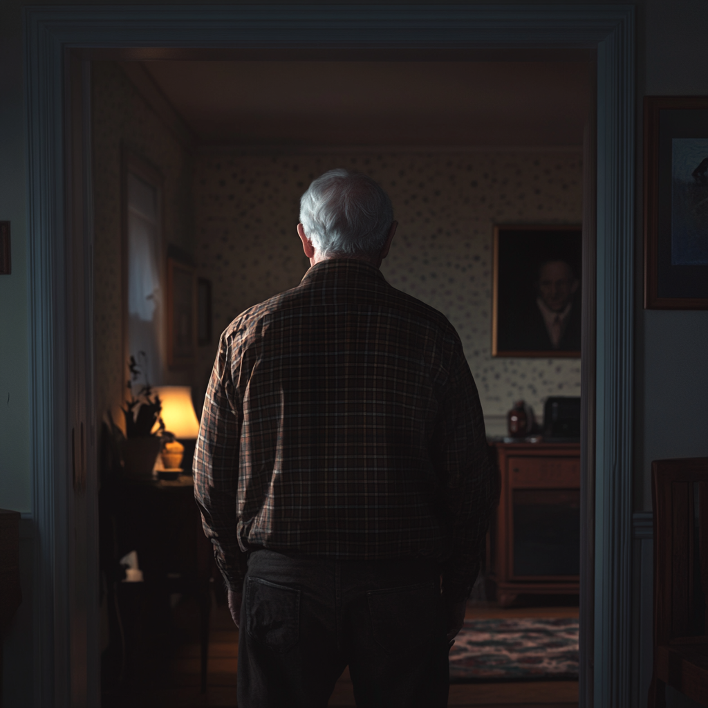 An older man standing in his house | Source: Midjourney