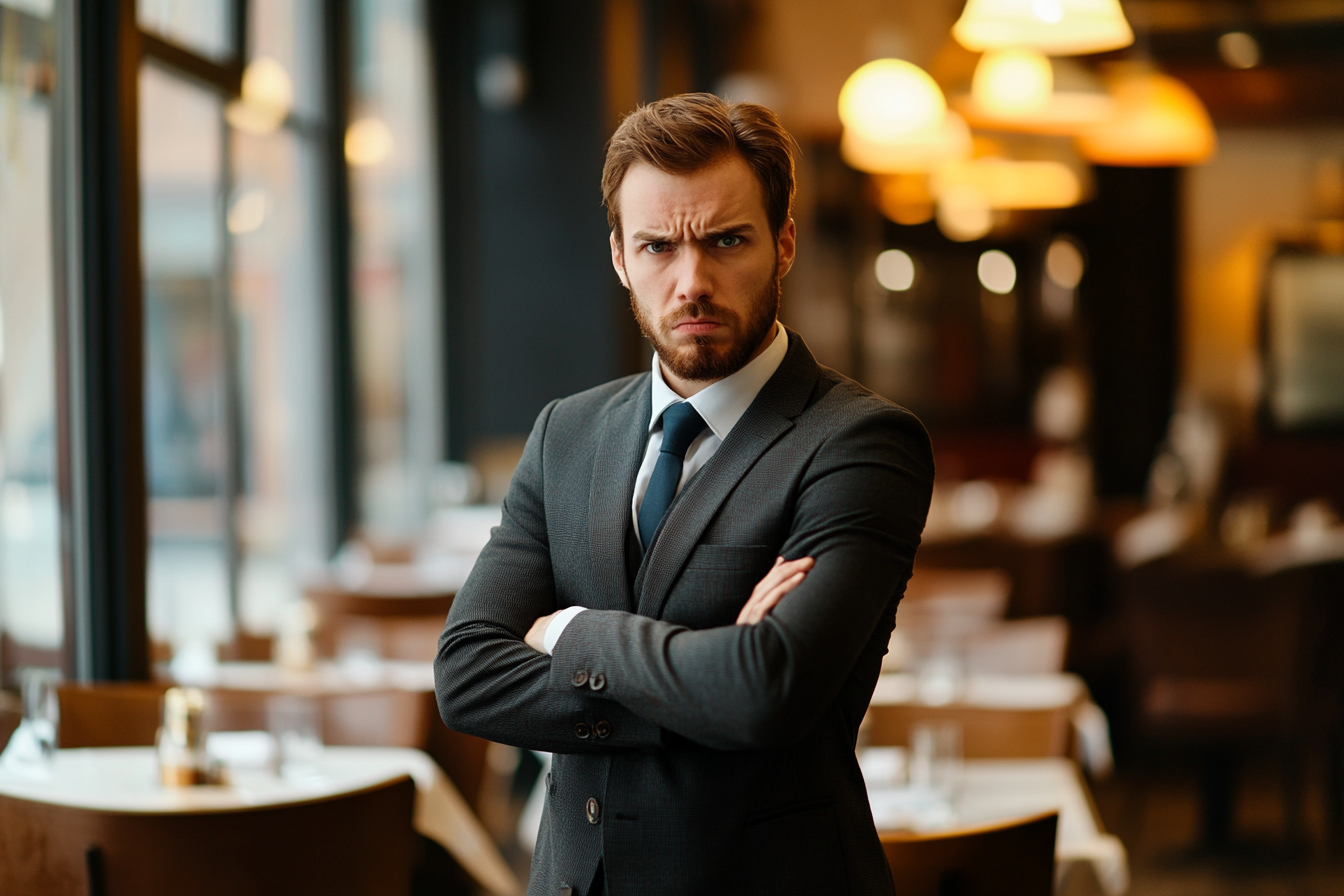 An annoyed man standing in a restaurant | Source: Midjourney