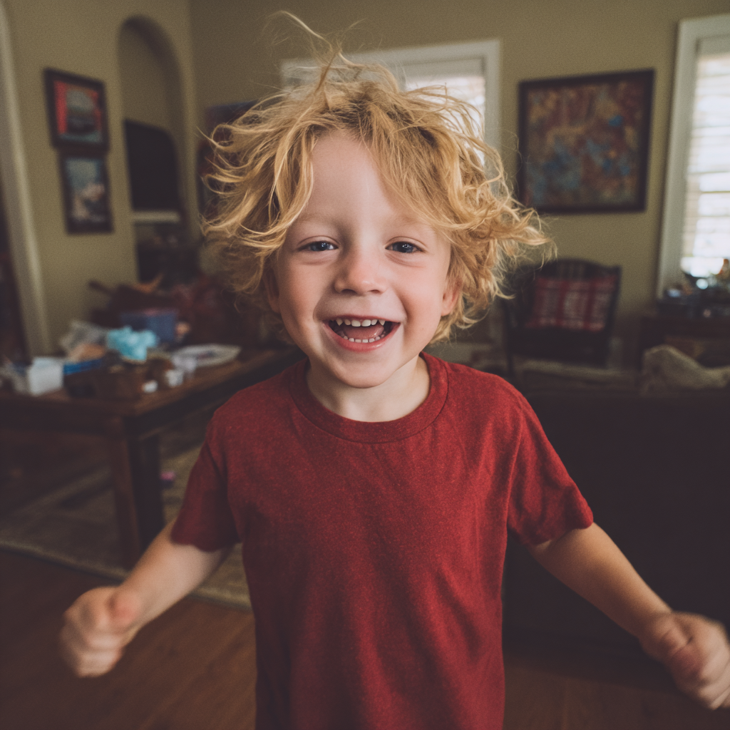 A little boy waving his arms | Source: Midjourney