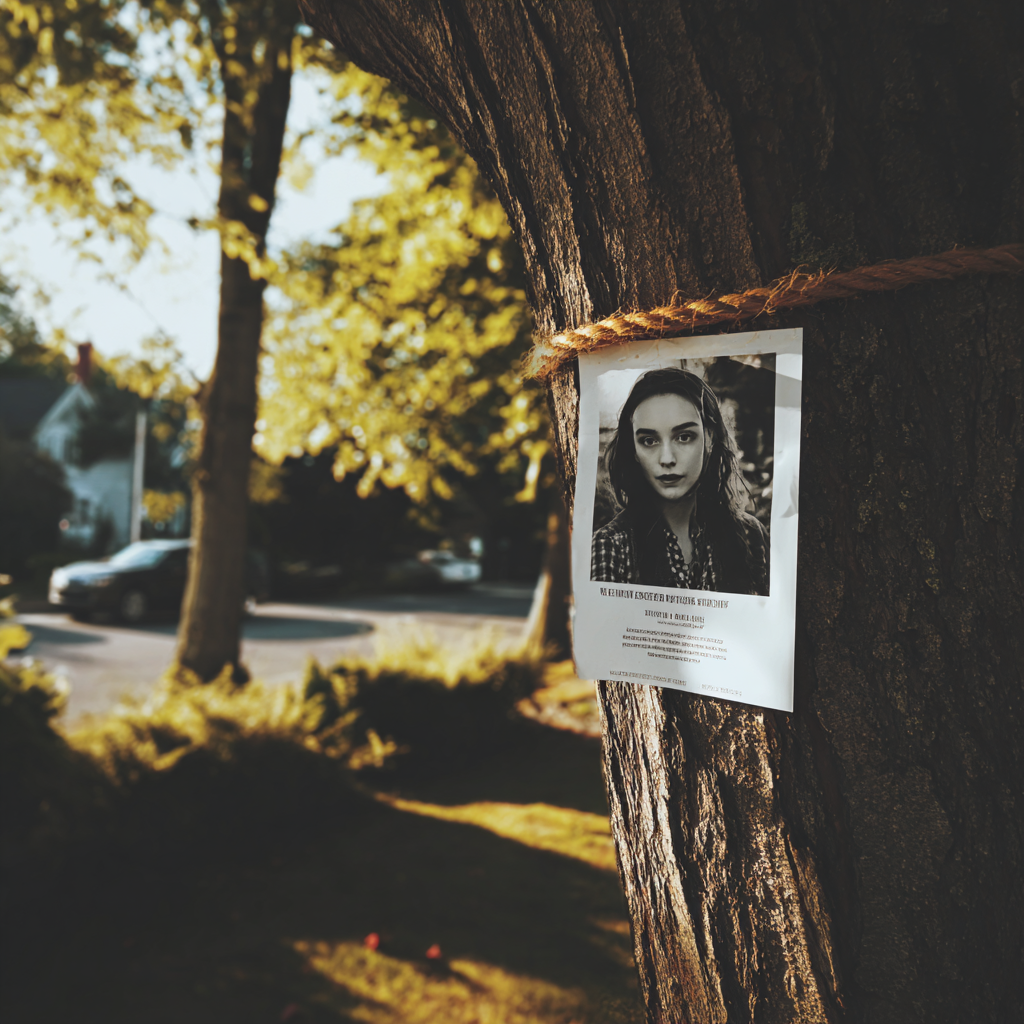 A flyer stuck onto a tree | Source: Midjourney