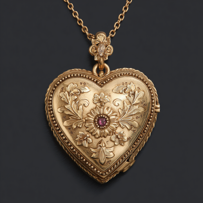 A heart-shaped gold locket | Source: Midjourney