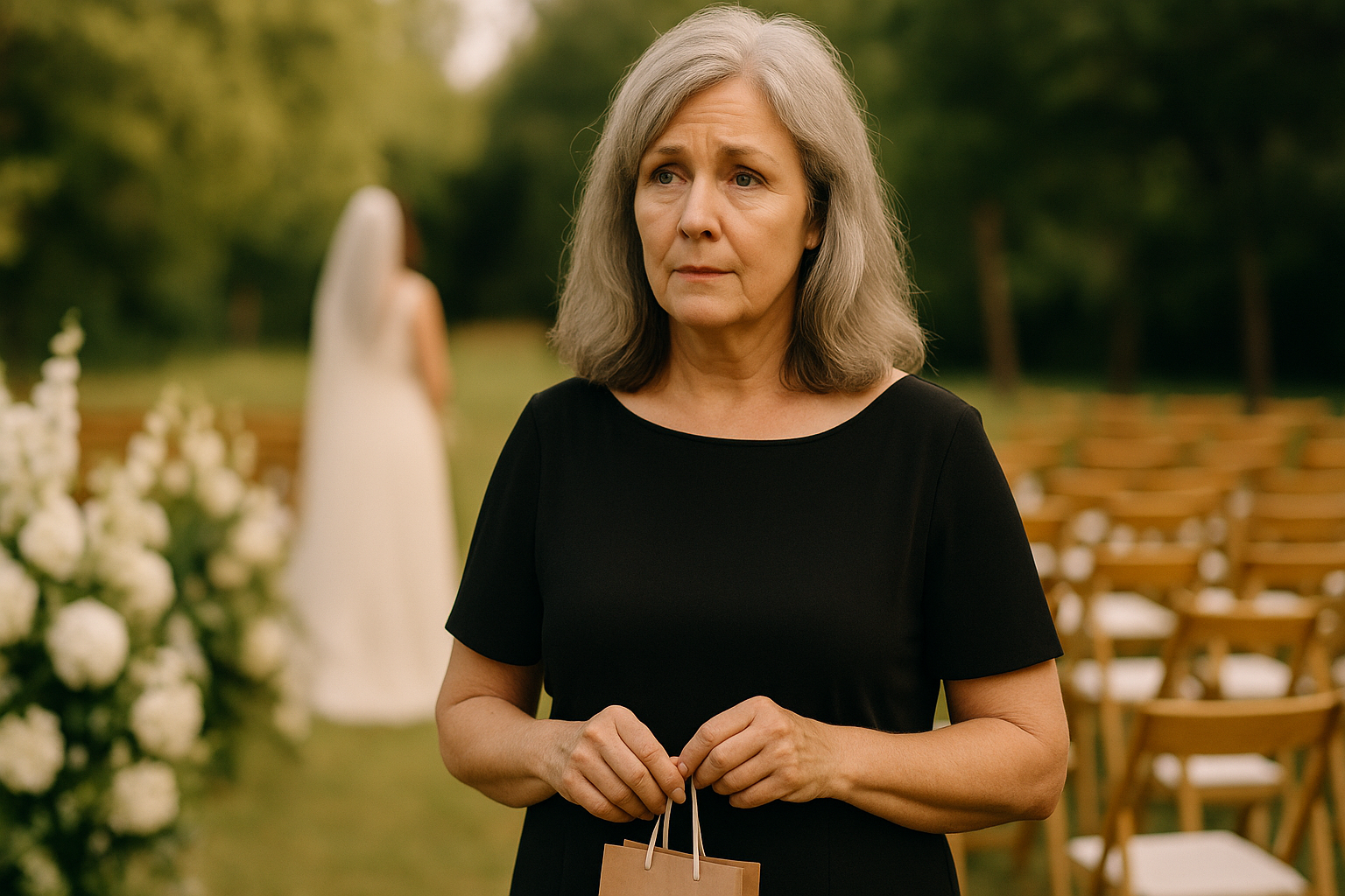 An old lady in black dress | Source: Sora
