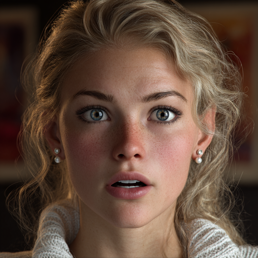 A stunned young woman | Source: Midjourney