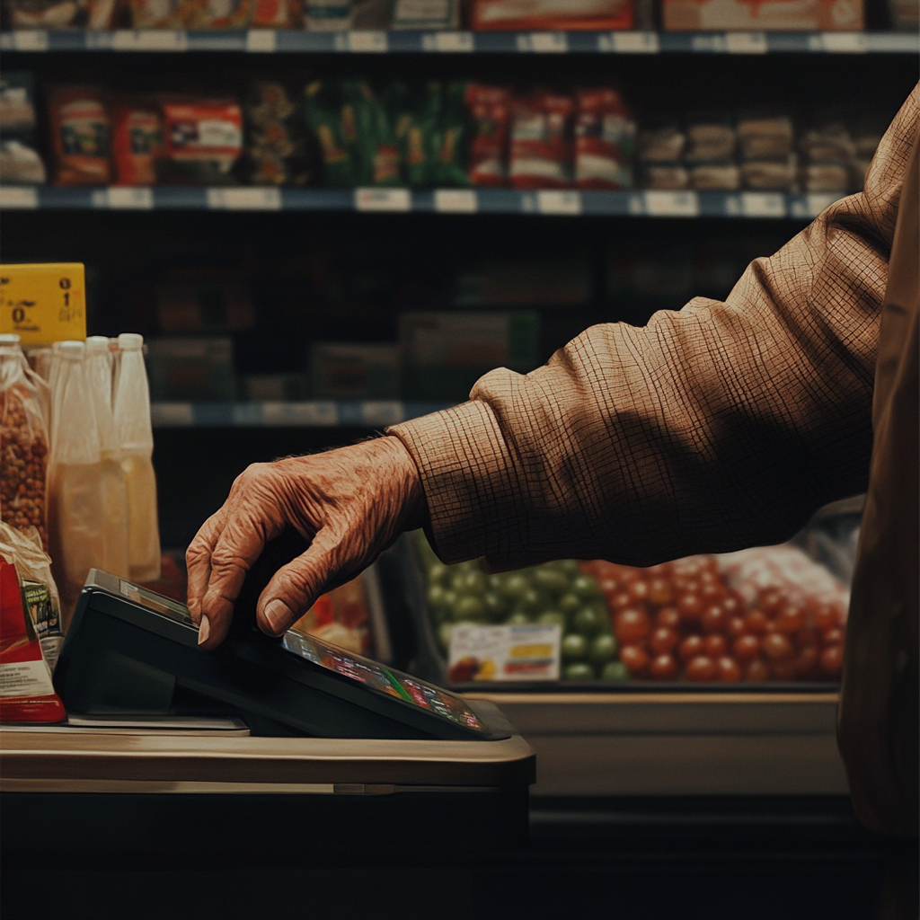 A close-up shot of a man working in a supermarket | Source: Midjourney