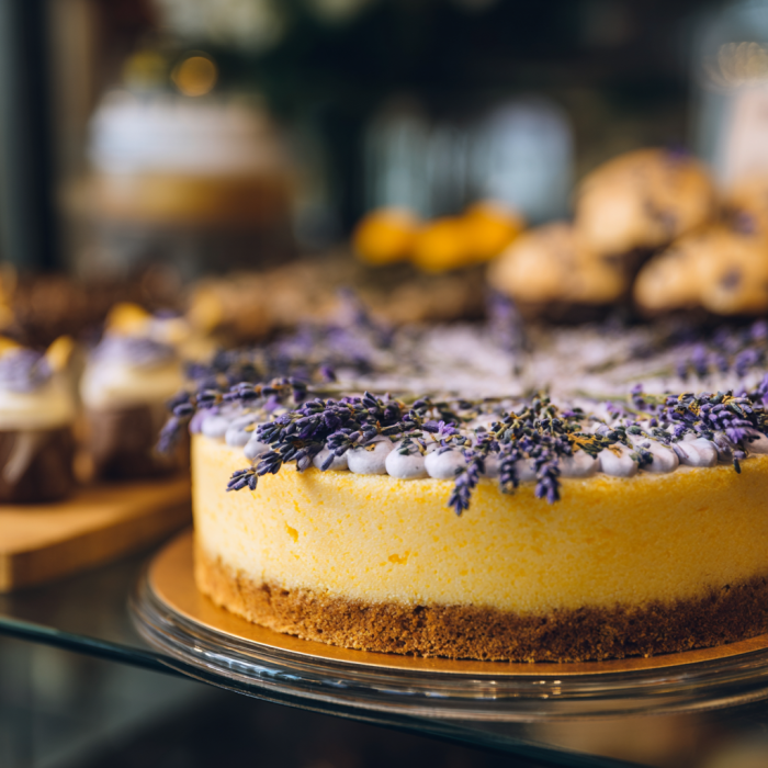 A close-up of a lemon lavender cake | Source: Midjourney