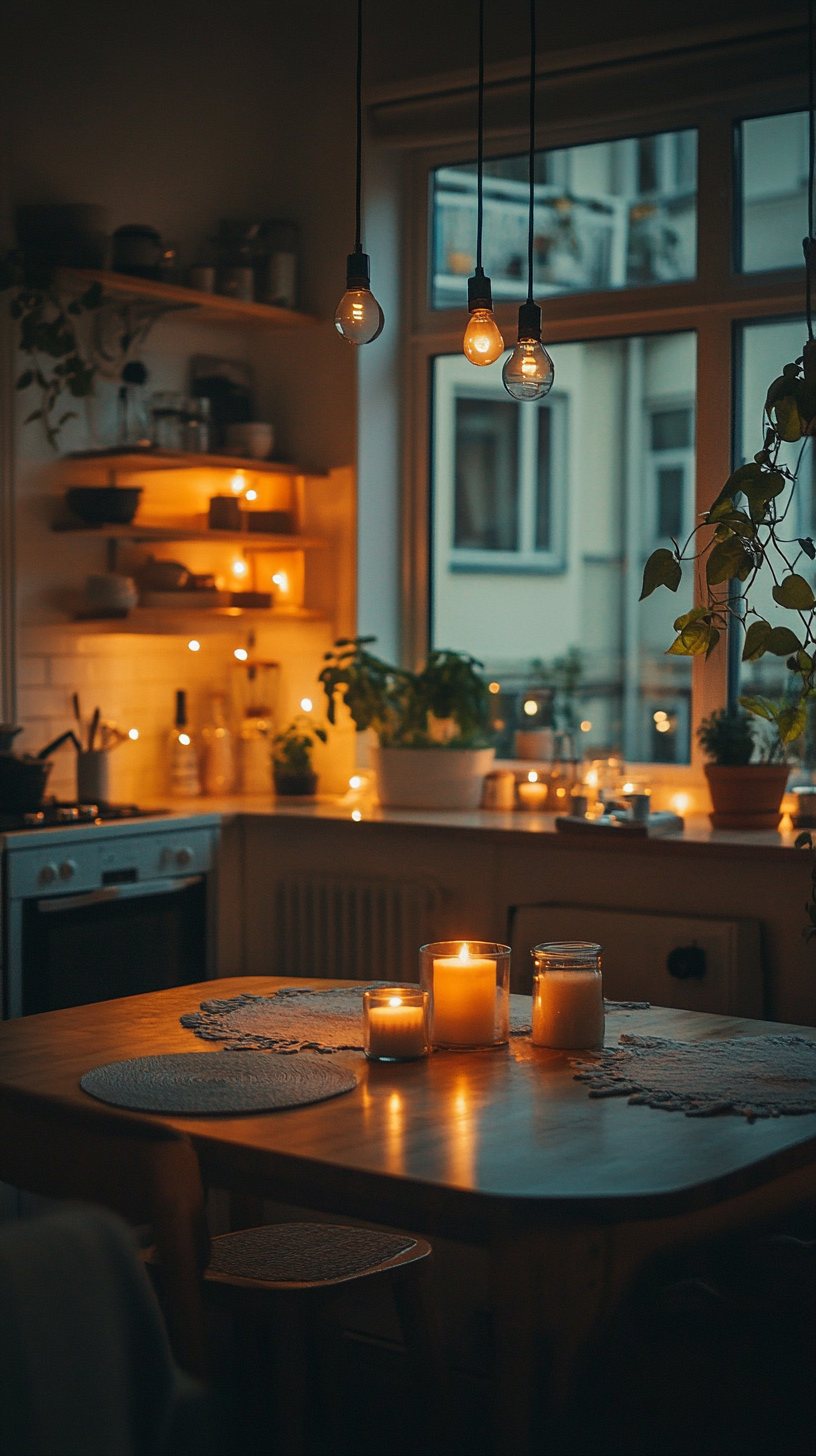 Candles in a kitchen | Source: Midjourney