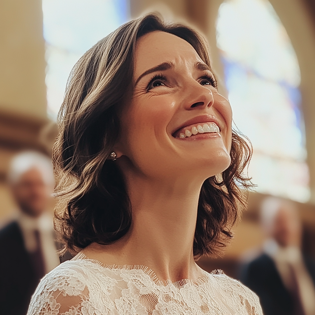 An emotional bride at the altar | Source: Midjourney