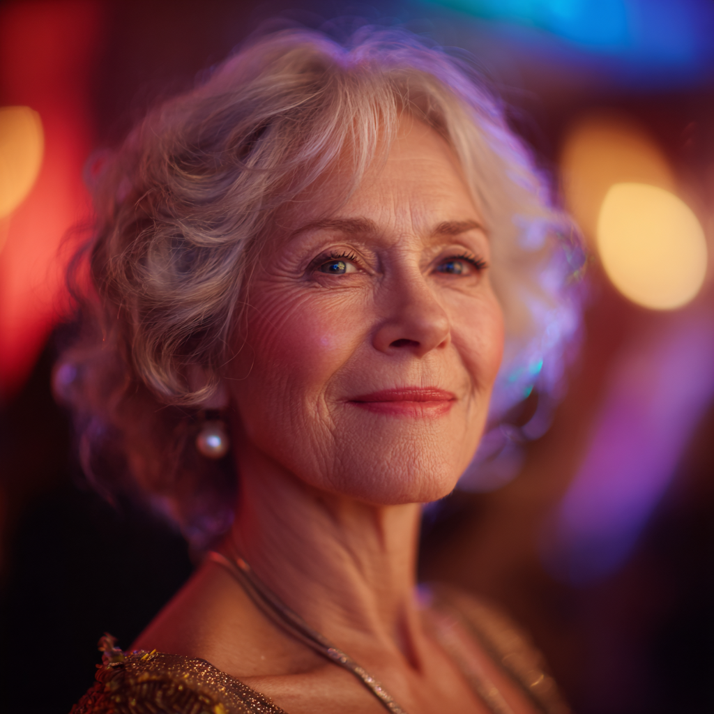 A close-up shot of a senior woman at a party | Source: Midjourney