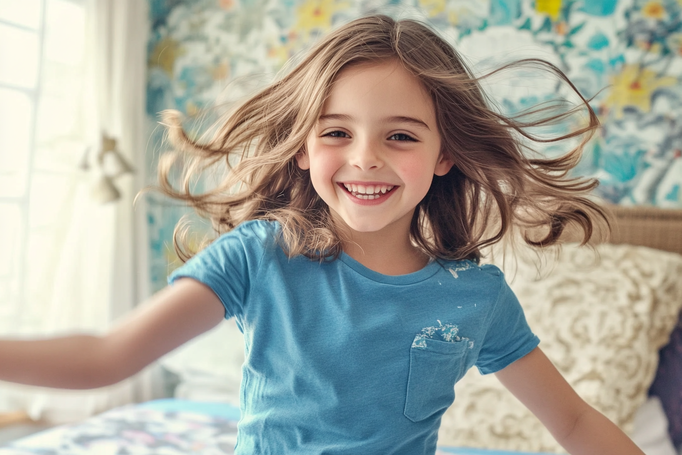 A girl twirling in her bedroom | Source: Midjourney