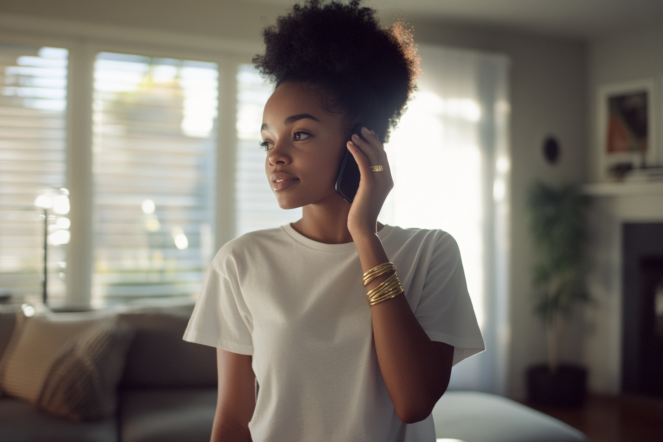 A woman making a call | Source: Midjourney