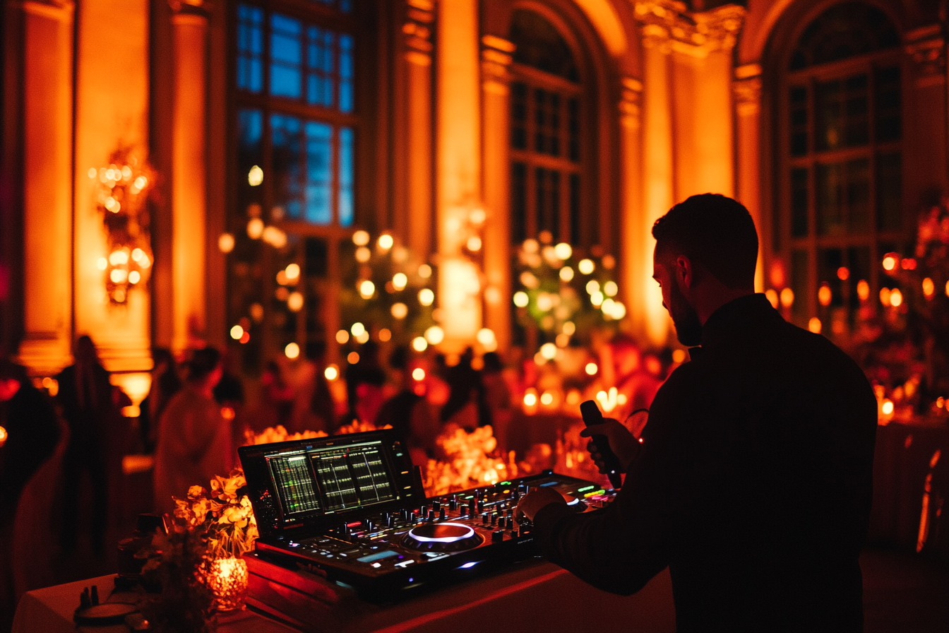 A DJ using a microphone at a wedding | Source: Midjourney